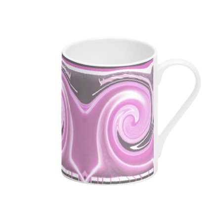 Pink & Grey Swirl Tall Bone China Mug
