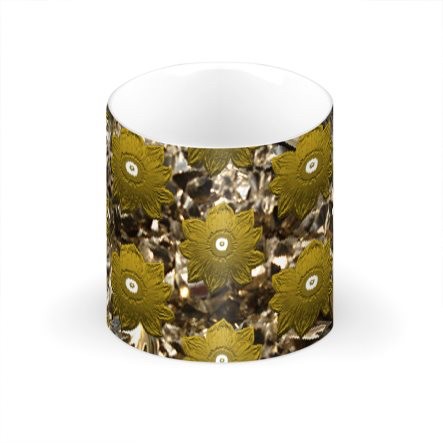 Gold Floral & Crystal Large Bone China Mug