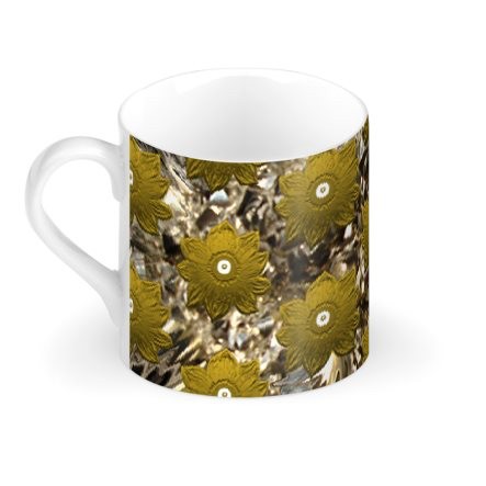 Gold Floral & Crystal Large Bone China Mug
