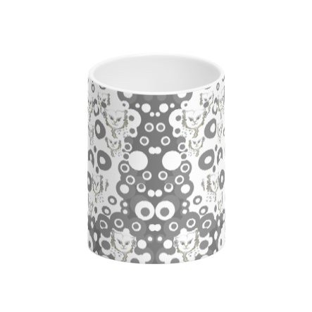 Grey & White Cat Bubble Tall Bone China Mug