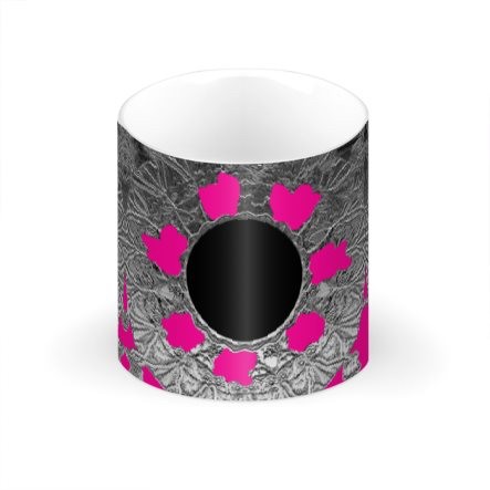 Pink Grey & Black Confetti Large Bone China Mug