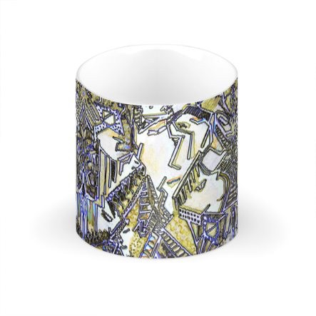 Yellow & Blue Abstract Lady Large Bone China Mug