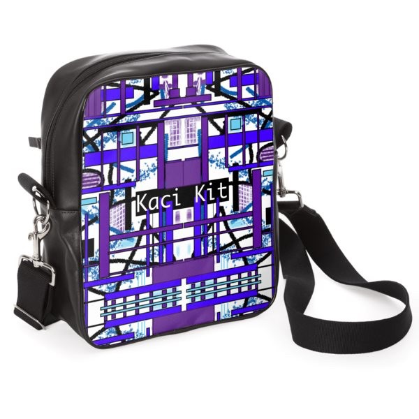 Large Abstract Construction Mauve Messenger/Shoulder Bag