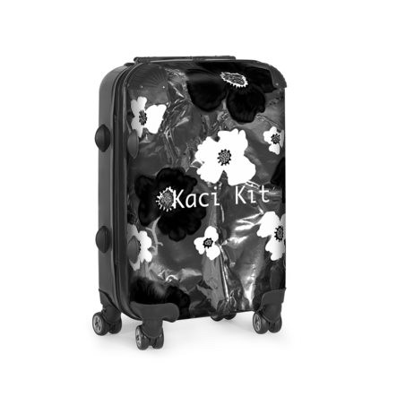 Abstract Black & White Floral Suitcase