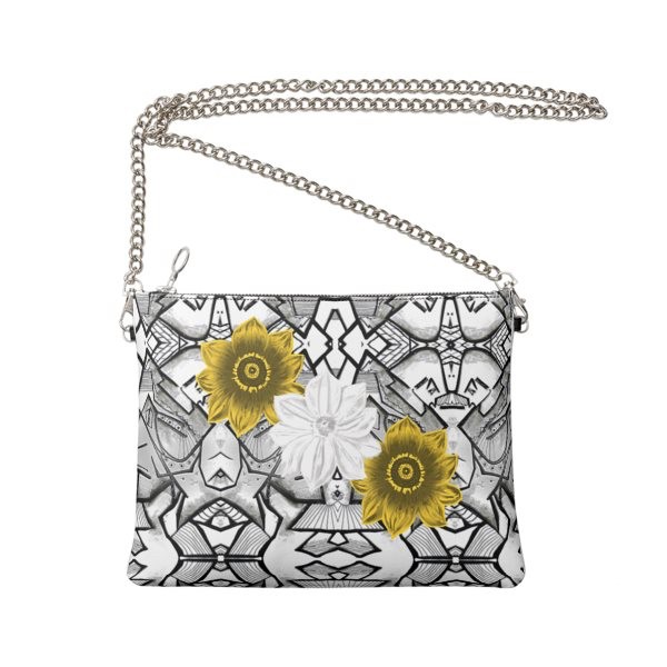 Black White & Grey Constructing Shirl Floral Bag