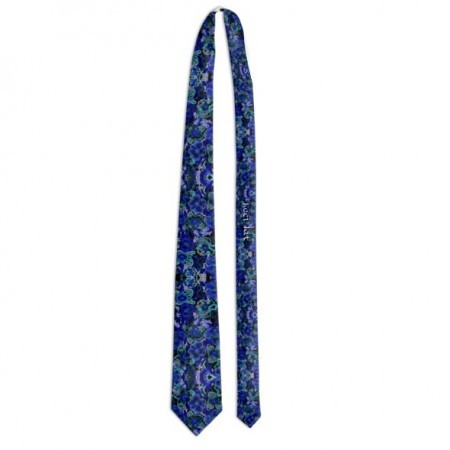 Abstract Blue & Mauve Floral Tie