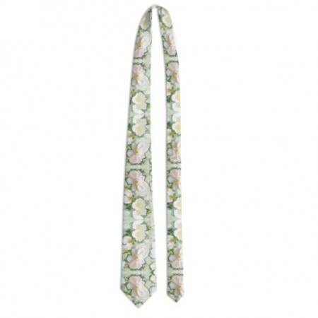 Abstract Green White & Pink Floral Tie