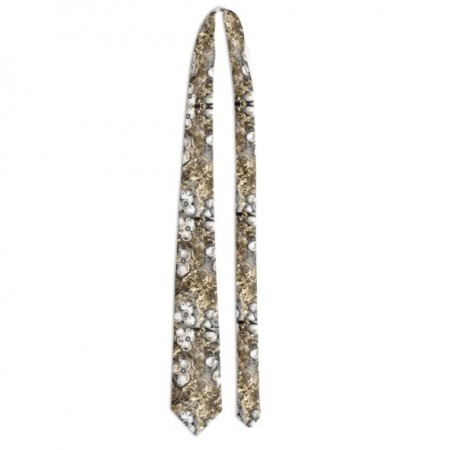 Abstract Gold & White Crystal Floral Tie