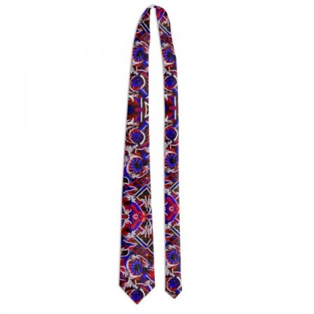 Blue & Red Abstract Construction Tie
