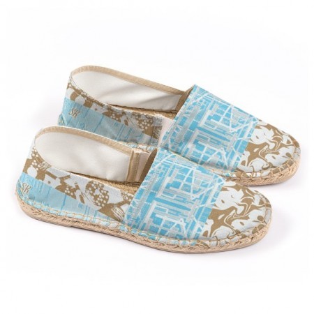 Abstract Pale blue Grey Gold & White Espadrilles