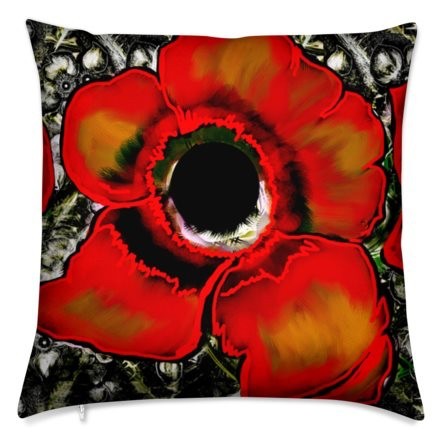 50cm Abstract Poppy Velvet Cushion Printed Both Sides