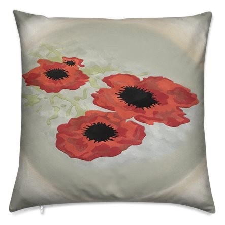40cm Soft Poppy Rug Design Velvet Feather Cushion