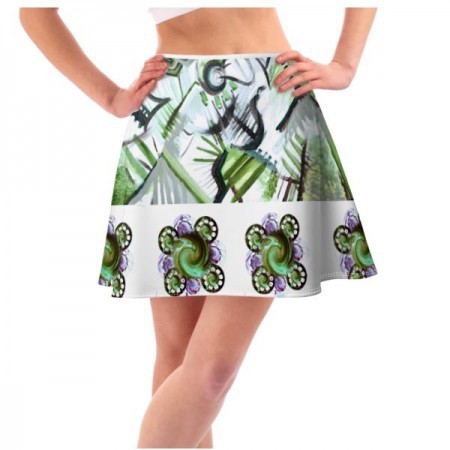 Green & White Short Skirt