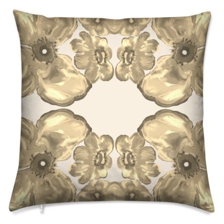 50cm Abstract Yellow Gold Floral Soft Velvet Feather Luxury Cushion