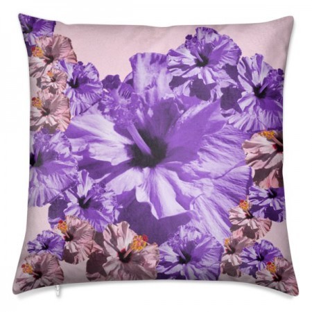 50cm Pretty Mauve & Pink Floral Luxury Velvet Feather Cushion