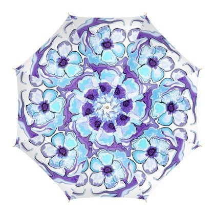 Abstract Blue Poppy Tree Umbrella