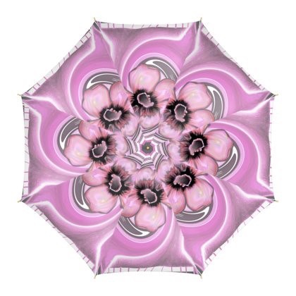 Pink Grey And White Floral Wave Umbrella