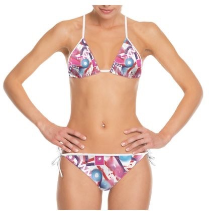 Pink & Blue Abstract Bubble Bikini