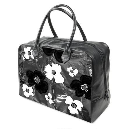 Abstract Black & White Floral Holdall Bag