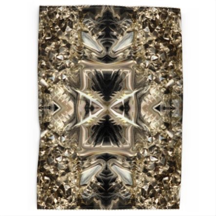 Abstract Black & Gold XFactor Tea Towel With Wavy Edge