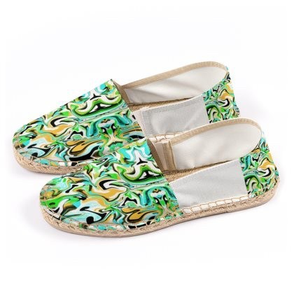 Abstract Green Yellow Blue Espadrilles