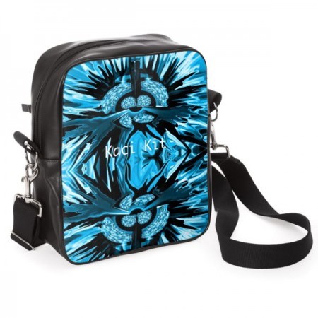 Large Kaci Kit Blue Abstract Floral Messenger/Shoulder Bag