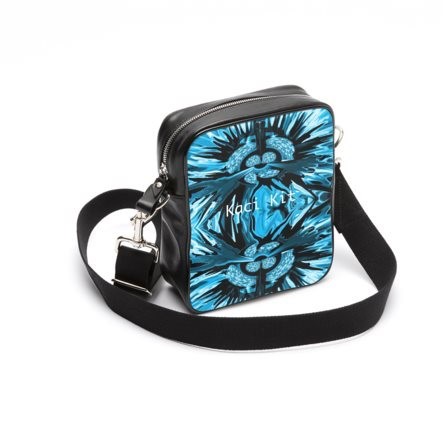 Medium Kaci Kit Blue Abstract Floral Messenger/Shoulder Bag