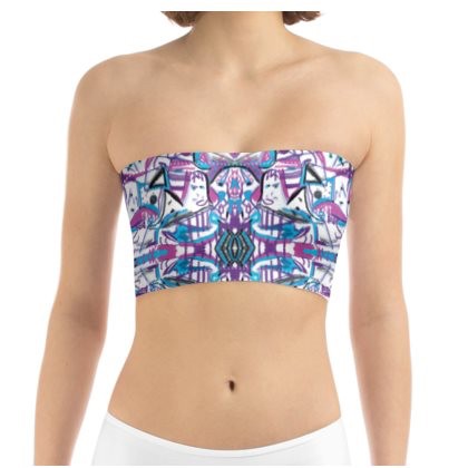 Mauve Doodle Lycra Bandeau/Boob Tube