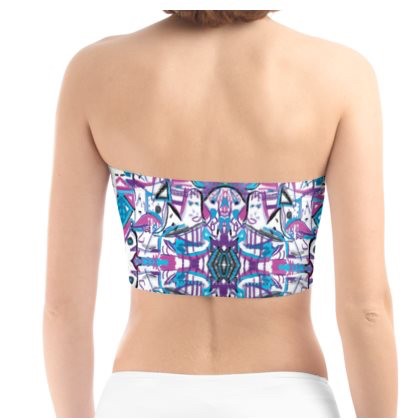 Mauve Doodle Lycra Bandeau/Boob Tube