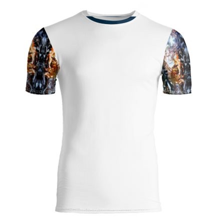 Brown & Blue Encaustic White T-Shirt