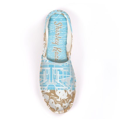 Abstract Pale blue Grey Gold & White Espadrilles