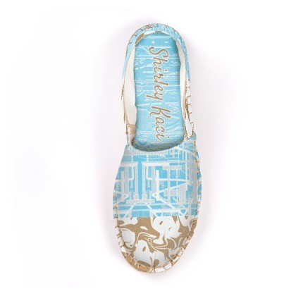 Abstract Pale blue Grey Gold & White Espadrilles