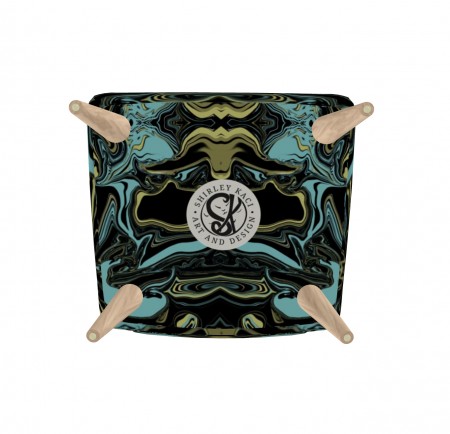 Abstract Swirl Design 2 Blue Mustard & Black