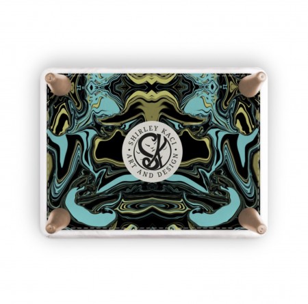 Abstract Swirl Design 2 Blue Mustard & Black