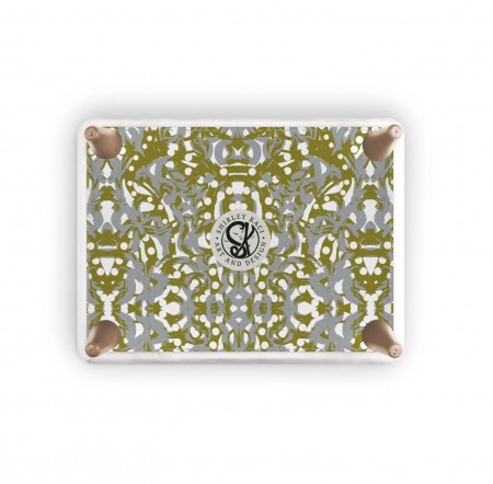 Abstract Grey Green & White