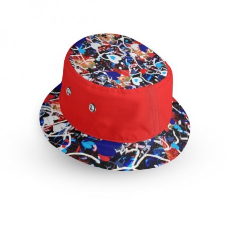 I Love Music Red And Blue Narrow Brim Bucket Hat