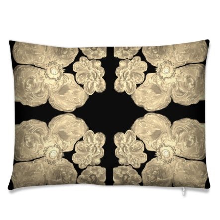 Rectangle 55x40cm Yellow Gold and Black Feather Cushion