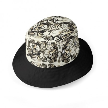 Doodle Cats Wide Brim Bucket Hat