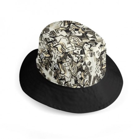 Doodle Cats Wide Brim Bucket Hat