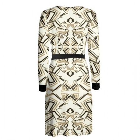 Sepia And Black Abstract Wrap Dress
