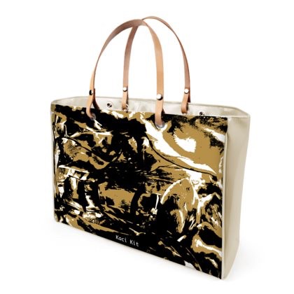 Sandy Encaustic Beige Patent Handle Strap Bag