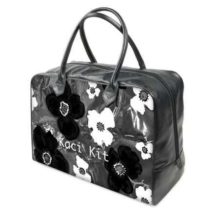 Abstract Black & White Floral Holdall Bag