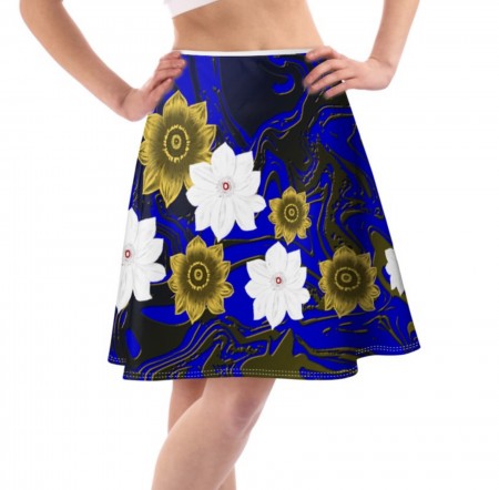 Abstract Blue Stack Of Florals