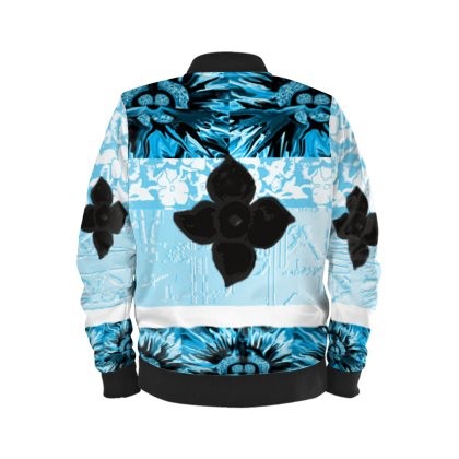 Abstract Blue, White & Black Floral