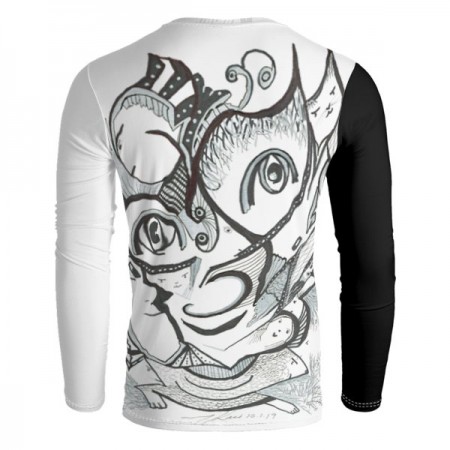 Smiley Black & White V-Neck Long Sleeve T-Shirt
