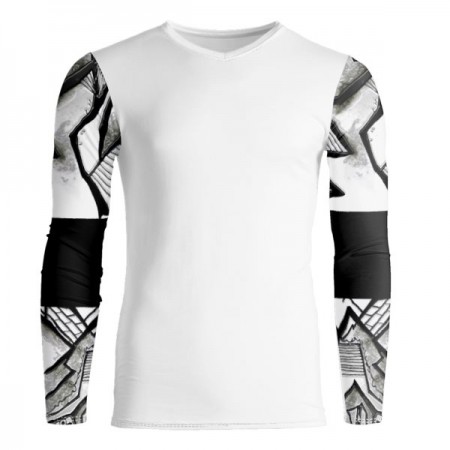 White Constructing Shirl Long Sleeve Black Band T-Shirt