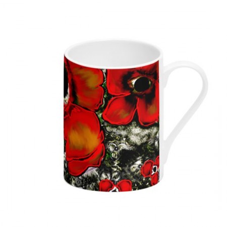 Abstract Poppy Design Tall Bone China Mug