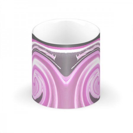 Pink & Grey Swirl Large Bone China Mug