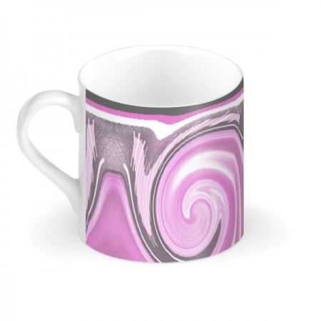 Pink & Grey Swirl Large Bone China Mug