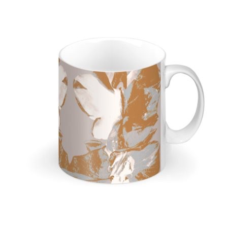 Abstract Grey Rust & White Medium Bone China Mug